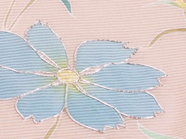 超希少！正絹≪夏振袖 「秋桜」 友禅染 五泉駒絽生地使用≫