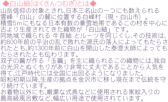 正絹≪加賀 白山紬 夏物着尺 吹雪練り色≫ 夏物専門 夏のきもの